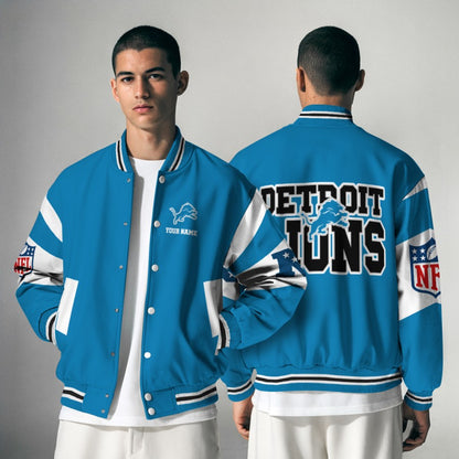 [SPECIAL OFFER] NEW CUSTOMIZED NFL04 DTL DETROIT LIONS SATIN VARSITY & BASEBALL JACKET