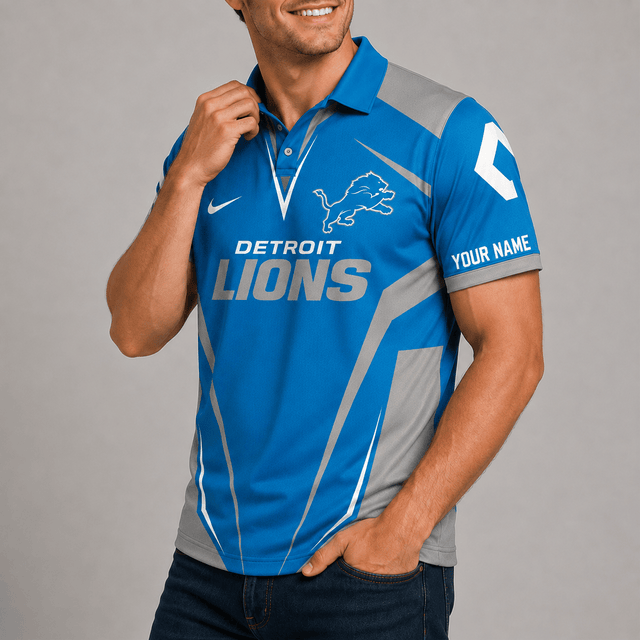 [SPECIAL OFFER] NEW CUSTOMIZED NFL04 DTL DETROIT LIONS POLO SHIRT