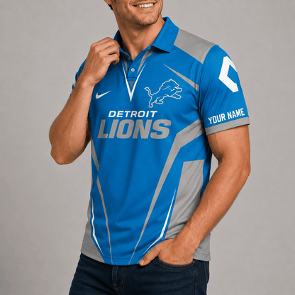 [SPECIAL OFFER] NEW CUSTOMIZED NFL04 DTL DETROIT LIONS POLO SHIRT