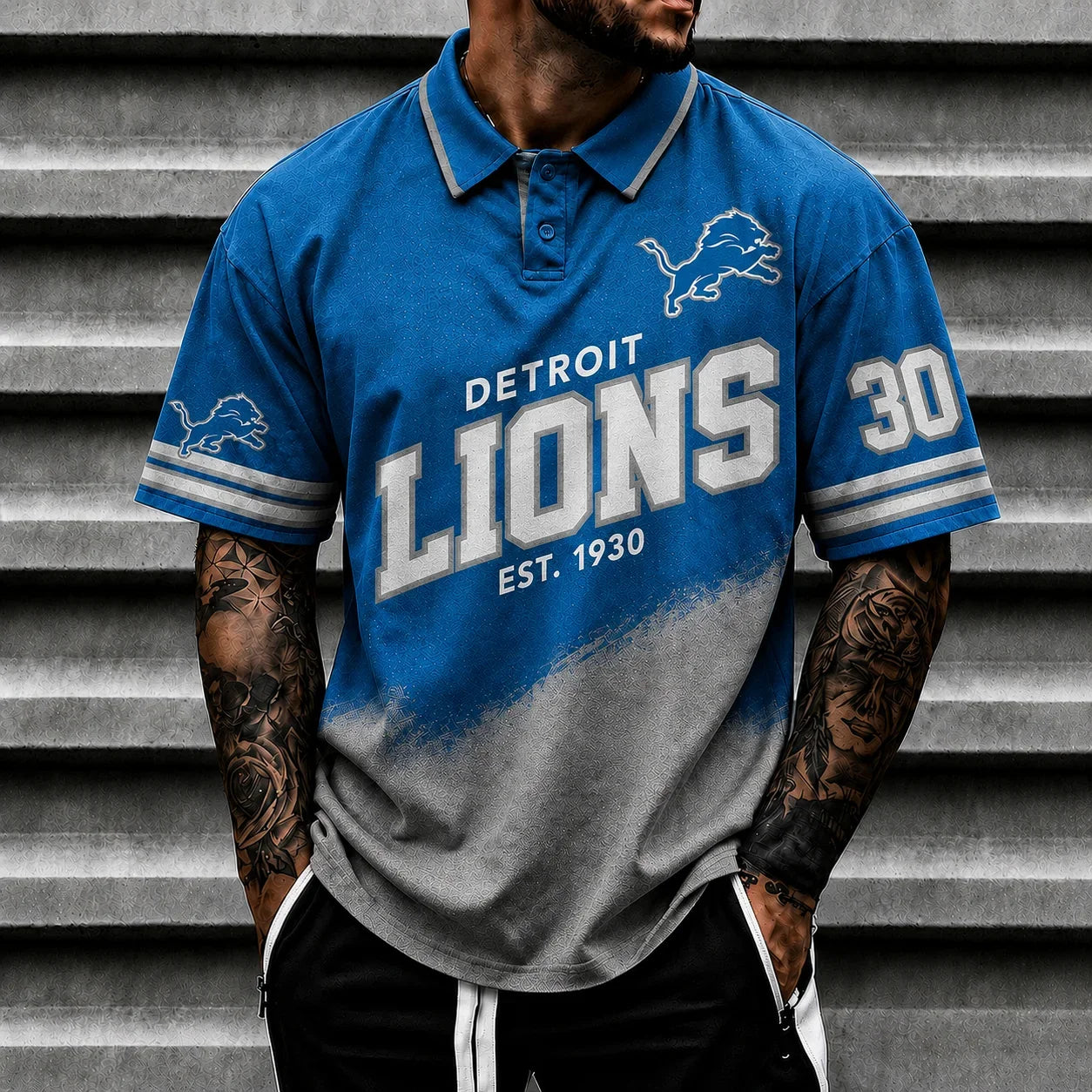 [SPECIAL OFFER] NEW CUSTOMIZED NFL04 DTL DETROIT LIONS POLO SHIRT