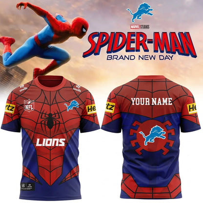 [SPECIAL OFFER] NEW CUSTOMIZED NFL04 DTL DETROIT LIONS x SPIDER T-SHIRT, HOODIE & ZIP HOODIE