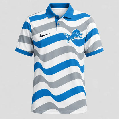 [SPECIAL OFFER] NEW CUSTOMIZED NFL04 DTL DETROIT LIONS STRIPED POLO SHIRT