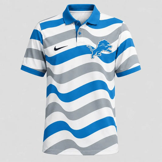 [SPECIAL OFFER] NEW CUSTOMIZED NFL04 DTL DETROIT LIONS STRIPED POLO SHIRT