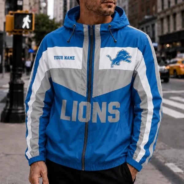 [SPECIAL OFFER] NEW CUSTOMIZED NFL04 DTL DETROIT LIONS WINDBREAKER JACKET
