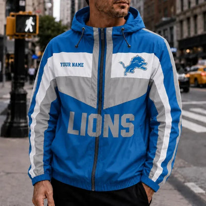 [SPECIAL OFFER] NEW CUSTOMIZED NFL04 DTL DETROIT LIONS WINDBREAKER JACKET