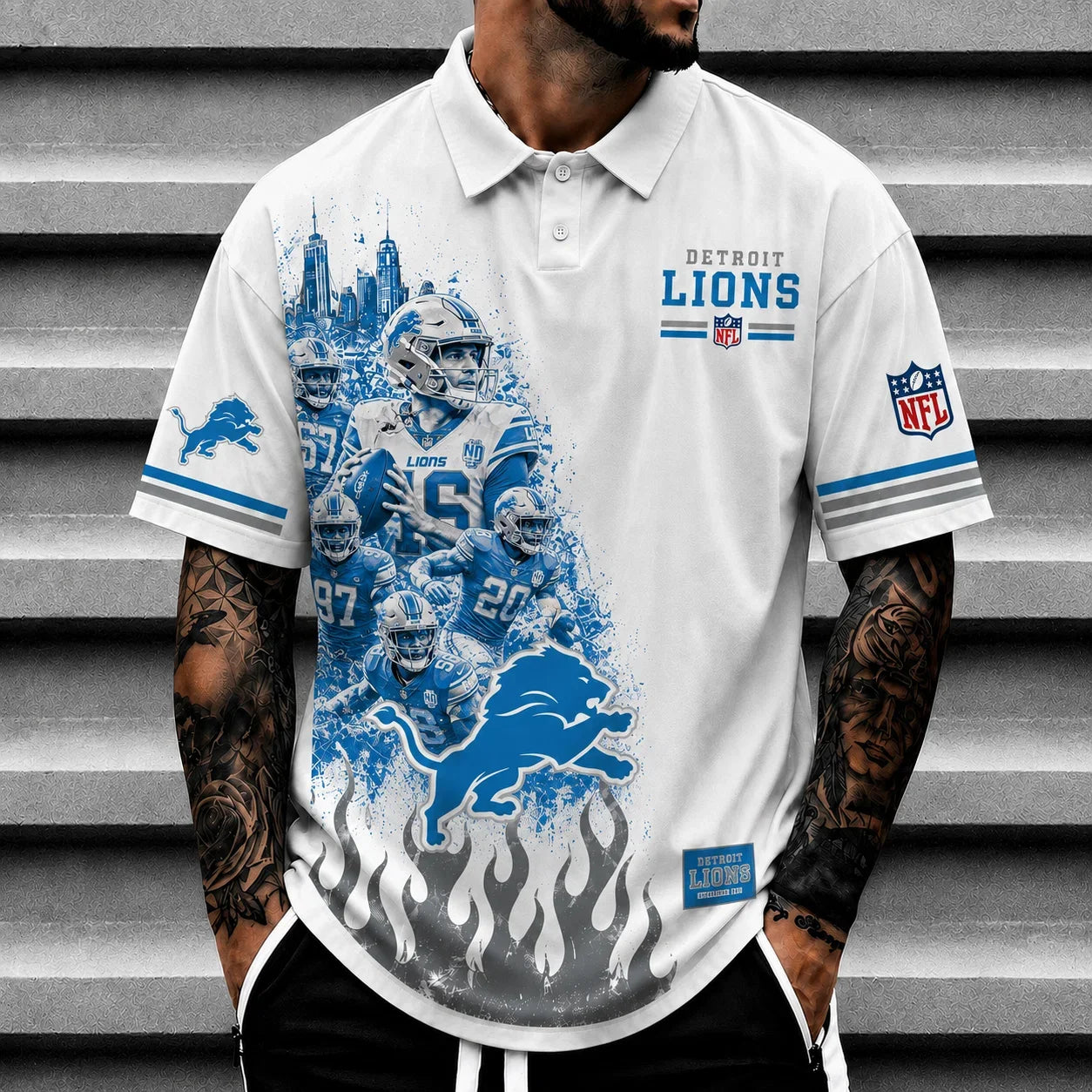[SPECIAL OFFER] NEW CUSTOMIZED NFL04 DTL DETROIT LIONS POLO SHIRT