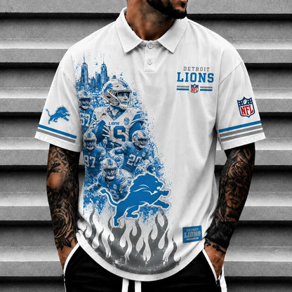[SPECIAL OFFER] NEW CUSTOMIZED NFL04 DTL DETROIT LIONS POLO SHIRT