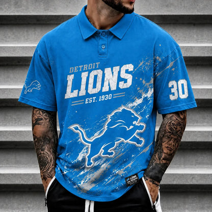 [SPECIAL OFFER] NEW CUSTOMIZED NFL04 DTL DETROIT LIONS POLO SHIRT