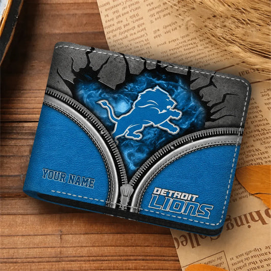 [SPECIAL OFFER] NEW CUSTOMIZED NFL04 DTL DETROIT LIONS LEATHER WALLET
