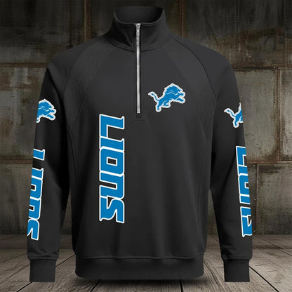 [SPECIAL OFFER] NEW CUSTOMIZED NFL04 DTL DETROIT LIONS MEN'S MULTICOLOR QUARTER-ZIP PULLOVER
