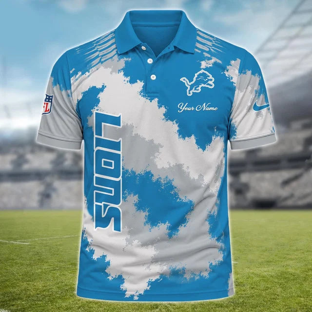 [SPECIAL OFFER] NEW CUSTOMIZED NFL04 DTL DETROIT LIONS MULTICOLOR POLO SHIRT