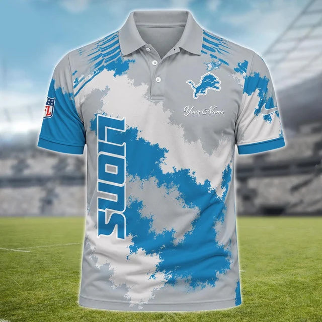 [SPECIAL OFFER] NEW CUSTOMIZED NFL04 DTL DETROIT LIONS MULTICOLOR POLO SHIRT