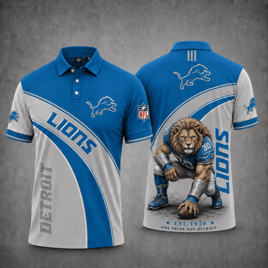 [SPECIAL OFFER] NEW CUSTOMIZED NFL04 DTL DETROIT LIONS POLO SHIRT