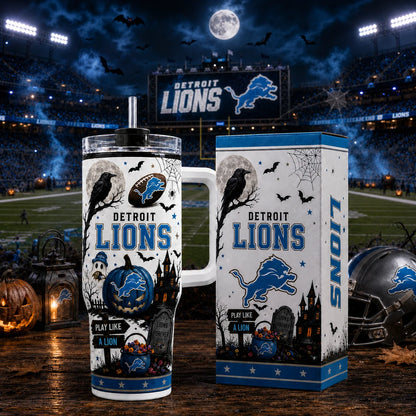 [SPECIAL OFFER] NEW CUSTOMIZED NFL04 DTL DETROIT LIONS HALLOWEEN  40OZ TUMBLER