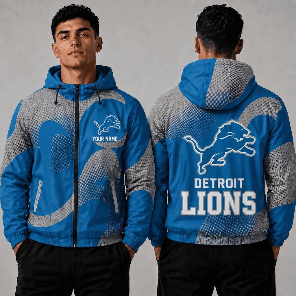 [SPECIAL OFFER] NEW CUSTOMIZED NFL04 DTL DETROIT LIONS WINDBREAKER JACKET