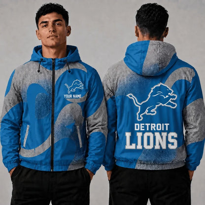 [SPECIAL OFFER] NEW CUSTOMIZED NFL04 DTL DETROIT LIONS WINDBREAKER JACKET