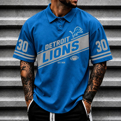 [SPECIAL OFFER] NEW CUSTOMIZED NFL04 DTL DETROIT LIONS POLO SHIRT