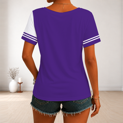 [SPECIAL OFFER] NEW CUSTOMIZED NFL05 MVK MINNESOTA VIKINGS V-NECK FEMALE SHIRT