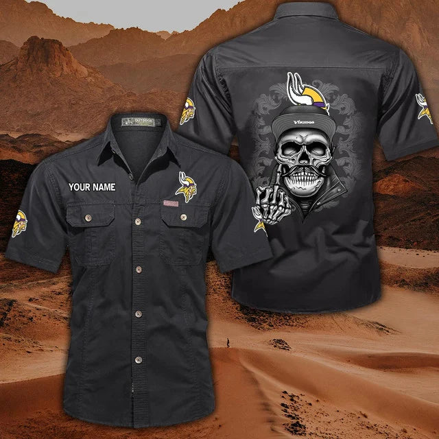 [SPECIAL OFFER] NEW CUSTOMIZED NFL05 MVK MINNESOTA VIKINGS MUTICOLOR MEN'S CARGO SHIRT