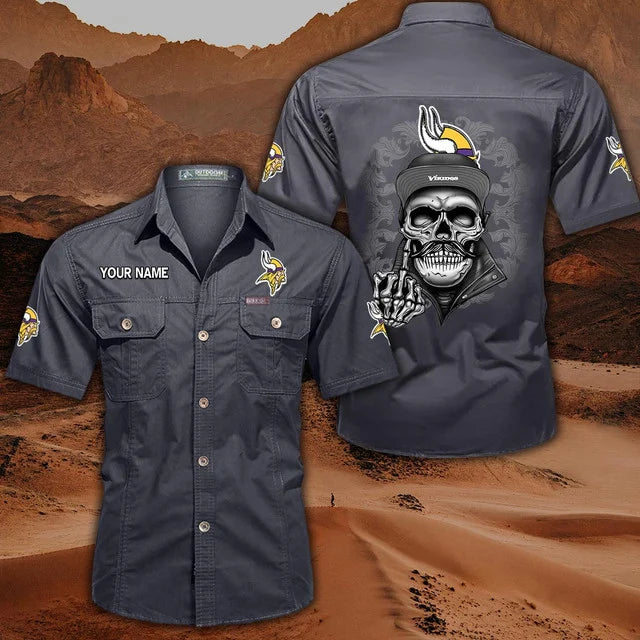 [SPECIAL OFFER] NEW CUSTOMIZED NFL05 MVK MINNESOTA VIKINGS MUTICOLOR MEN'S CARGO SHIRT