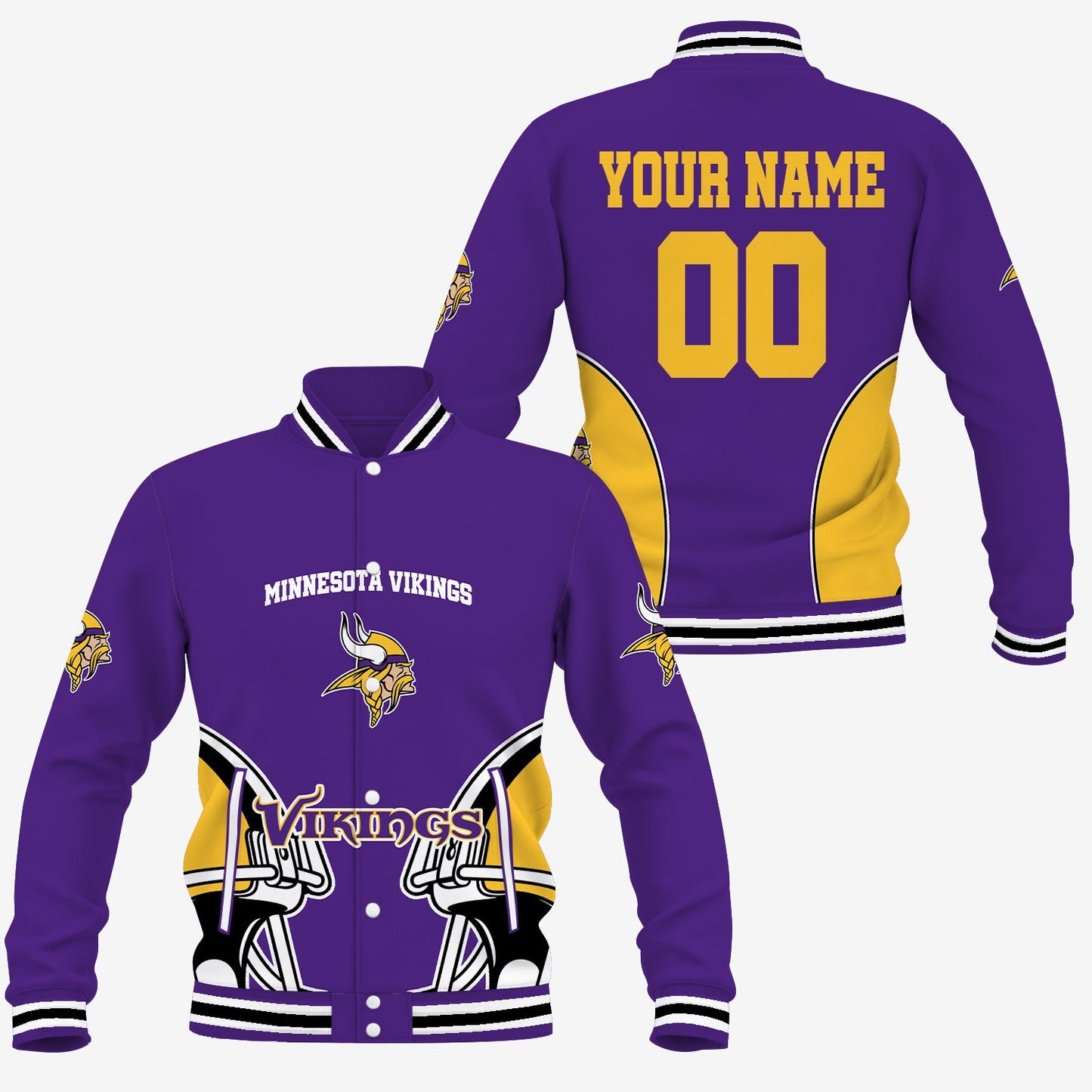 [SPECIAL OFFER] NEW CUSTOMIZED NFL05 MVK MINNESOTA VIKINGS SATIN VARSITY & BASEBALL JACKET
