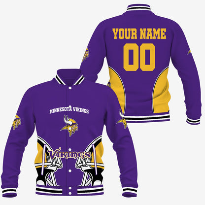 [SPECIAL OFFER] NEW CUSTOMIZED NFL05 MVK MINNESOTA VIKINGS SATIN VARSITY & BASEBALL JACKET