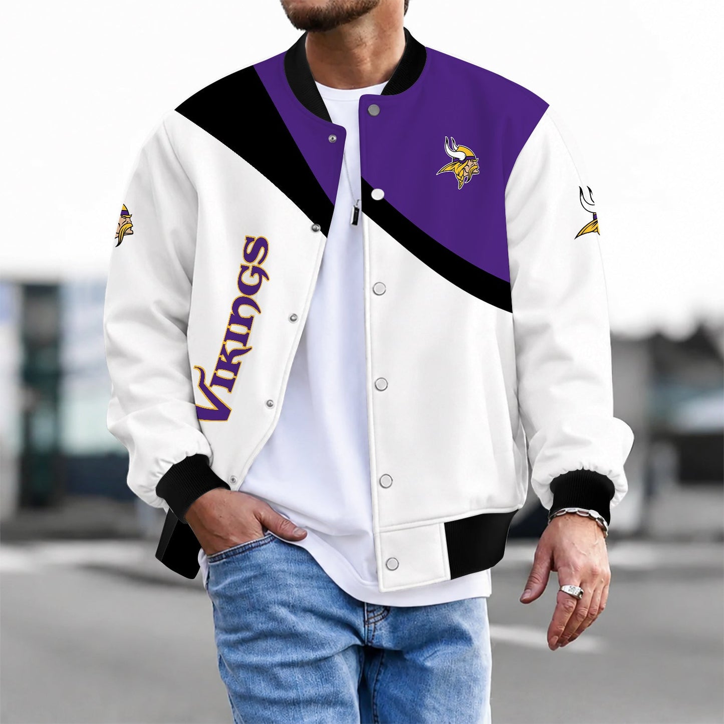[SPECIAL OFFER] NEW CUSTOMIZED NFL05 MVK MINNESOTA VIKINGS SATIN VARSITY & BASEBALL JACKET