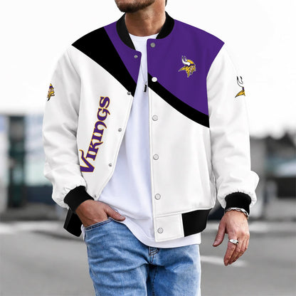 [SPECIAL OFFER] NEW CUSTOMIZED NFL05 MVK MINNESOTA VIKINGS SATIN VARSITY & BASEBALL JACKET