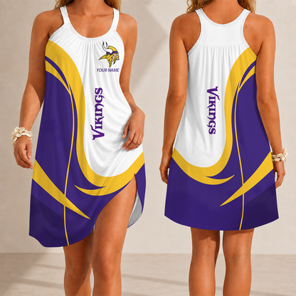 [SPECIAL OFFER] NEW CUSTOMIZED NFL05 MVK MINNESOTA VIKINGS CAMISOLE DRESS