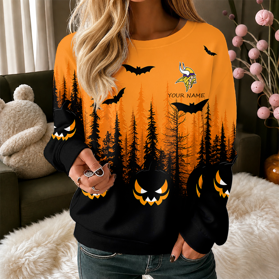 [SPECIAL OFFER] NEW CUSTOMIZED NFL05 MVK MINNESOTA VIKINGS UNISEX HALLOWEEN SWEATSHIRT
