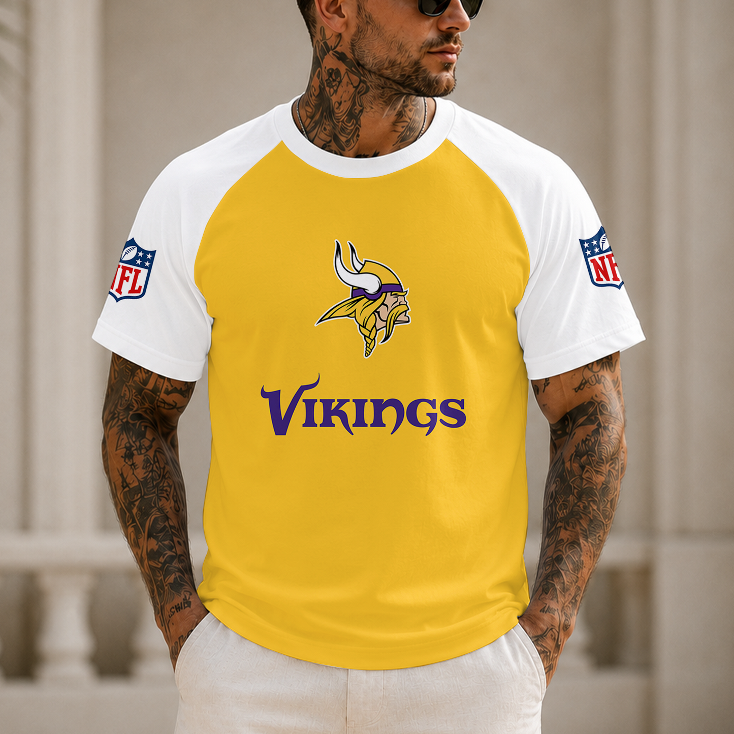 [SPECIAL OFFER] NEW CUSTOMIZED NFL05 MVK MINNESOTA VIKINGS RAGLAN TEE