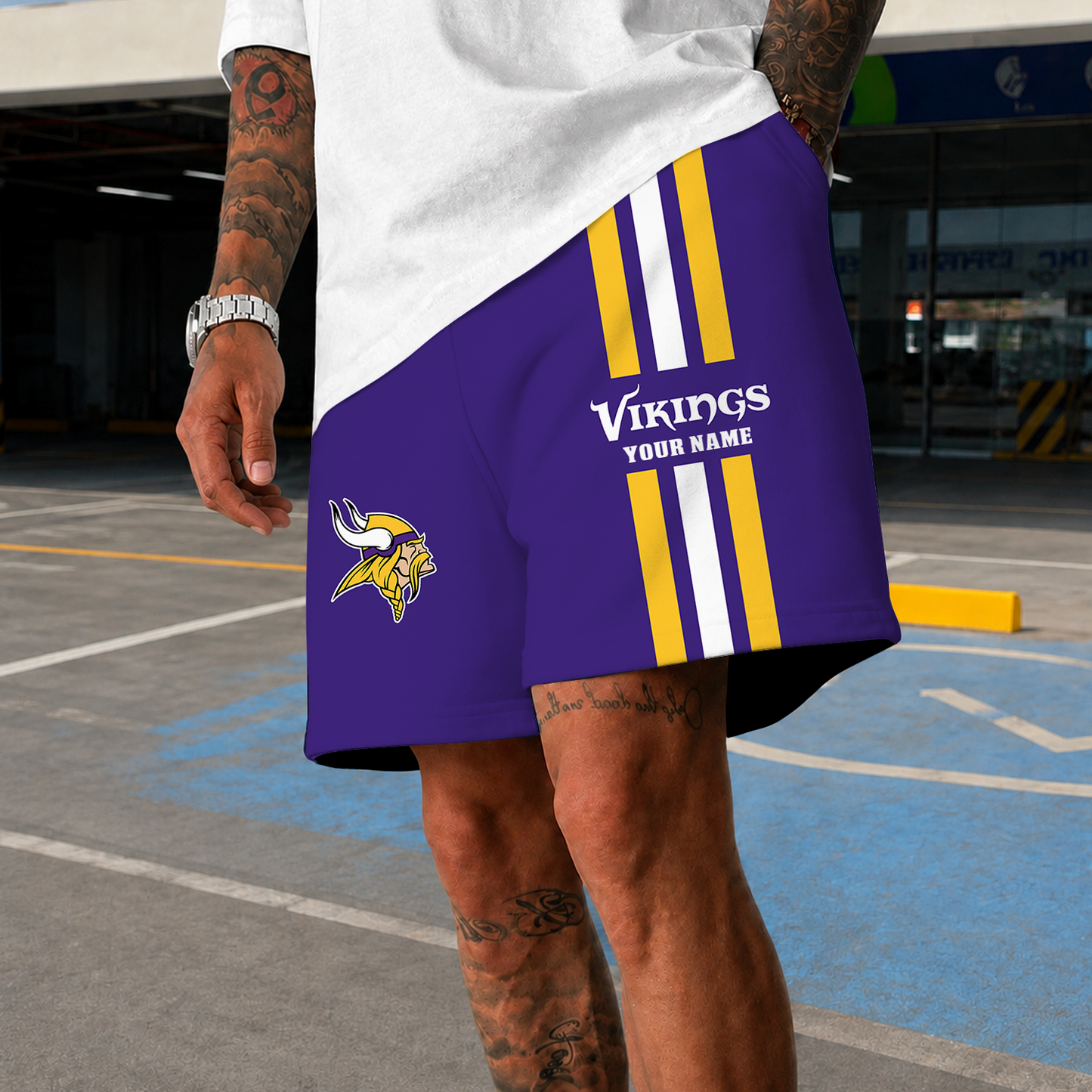 [SPECIAL OFFER] NEW CUSTOMIZED NFL05 MVK MINNESOTA VIKINGS SHORT PANTS
