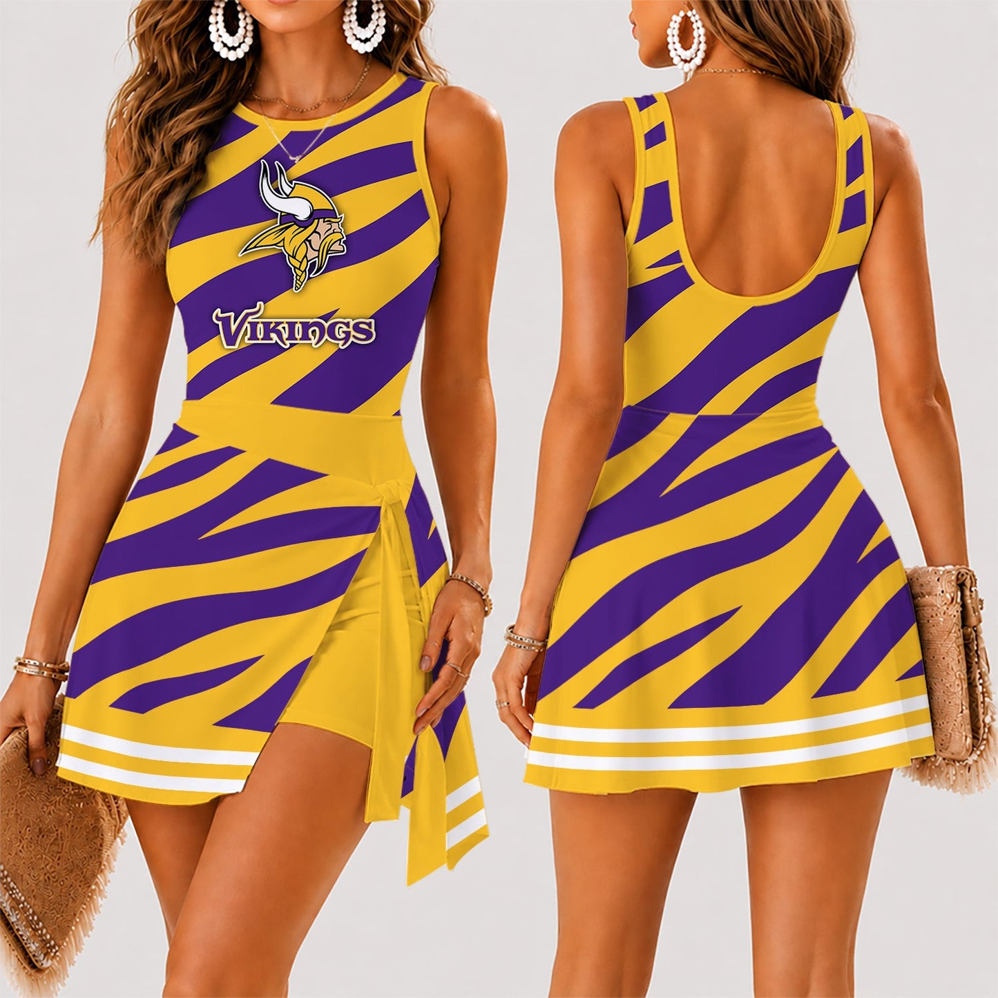 [SPECIAL OFFER] NEW CUSTOMIZED NFL05 MVK MINNESOTA VIKINGS WOMEN'S SUMMER SKORT DRESS
