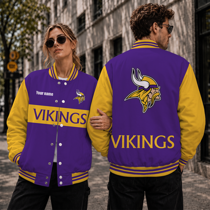 [SPECIAL OFFER] NEW CUSTOMIZED NFL05 MVK MINNESOTA VIKINGS SATIN VARSITY & BASEBALL JACKET