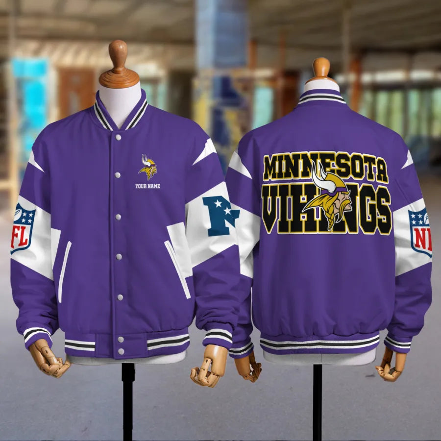[SPECIAL OFFER] NEW CUSTOMIZED NFL05 MVK MINNESOTA VIKINGS SATIN VARSITY & BASEBALL JACKET