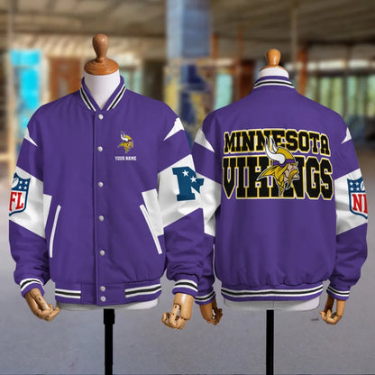 [SPECIAL OFFER] NEW CUSTOMIZED NFL05 MVK MINNESOTA VIKINGS SATIN VARSITY & BASEBALL JACKET