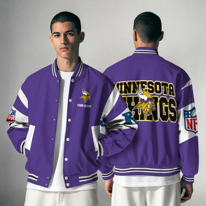 [SPECIAL OFFER] NEW CUSTOMIZED NFL05 MVK MINNESOTA VIKINGS SATIN VARSITY & BASEBALL JACKET