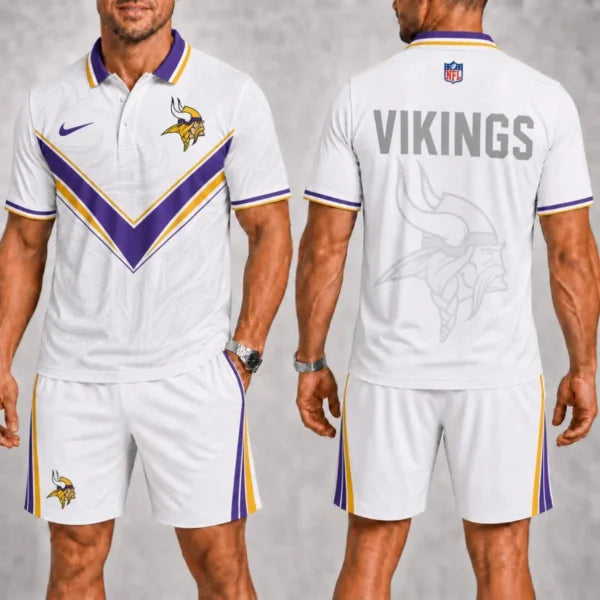 [SPECIAL OFFER] NEW CUSTOMIZED NFL05 MVK MINNESOTA VIKINGS POLO SHIRT & SHORT PANTS