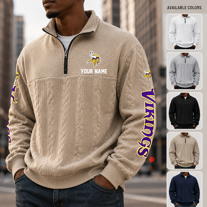 [SPECIAL OFFER] NEW CUSTOMIZED NFL05 MVK MINNESOTA VIKINGS MULTICOLOR QUARTER-ZIP SWEATSHIRT
