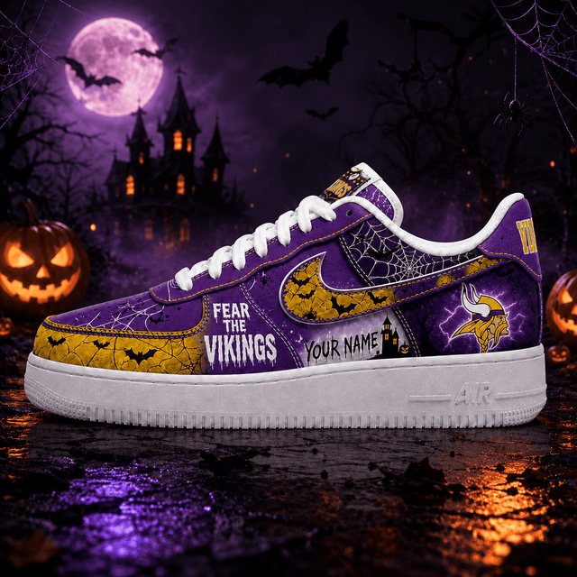 [SPECIAL OFFER] NEW CUSTOMIZED NFL05 MVK MINNESOTA VIKINGS HALLOWEEN AF1 SHOES