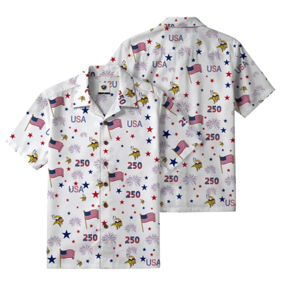 [SPECIAL OFFER] NEW CUSTOMIZED NFL05 MVK MINNESOTA VIKINGS PATRIOTIC 250 USA HAWAIIAN SHIRT