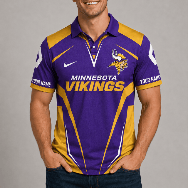 [SPECIAL OFFER] NEW CUSTOMIZED NFL05 MVK MINNESOTA VIKINGS POLO SHIRT