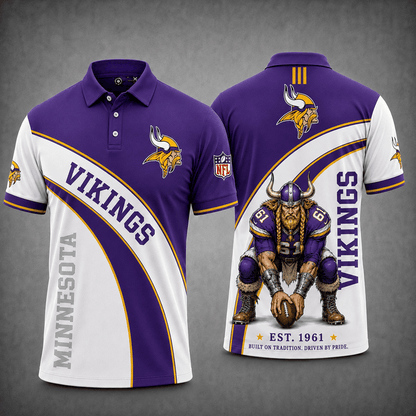 [SPECIAL OFFER] NEW CUSTOMIZED NFL05 MVK MINNESOTA VIKINGS POLO SHIRT
