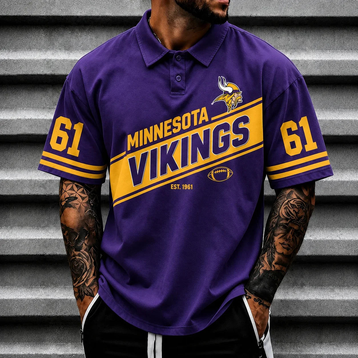 [SPECIAL OFFER] NEW CUSTOMIZED NFL05 MVK MINNESOTA VIKINGS POLO SHIRT