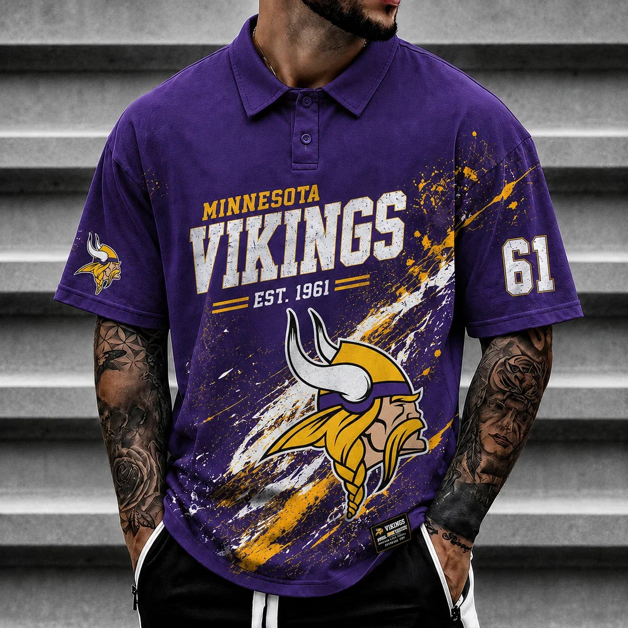 [SPECIAL OFFER] NEW CUSTOMIZED NFL05 MVK MINNESOTA VIKINGS POLO SHIRT