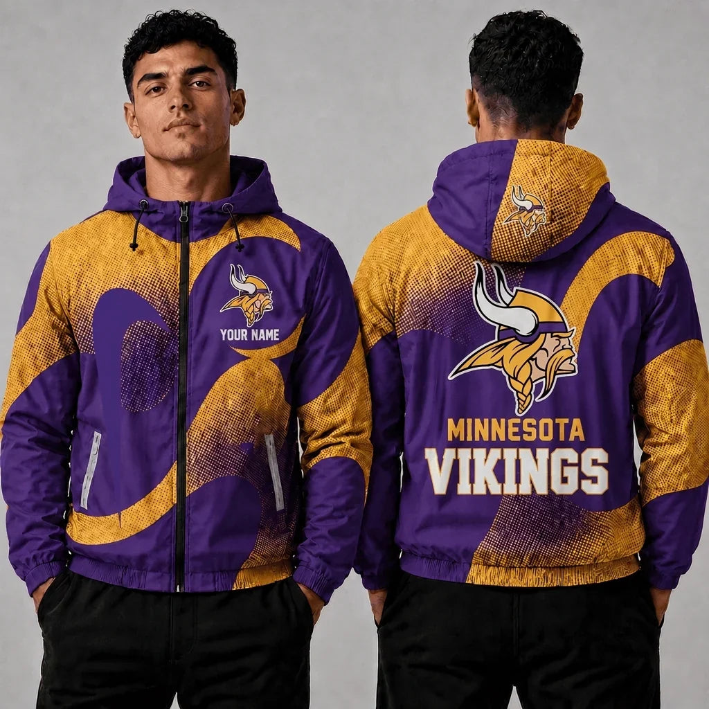 [SPECIAL OFFER] NEW CUSTOMIZED NFL05 MVK MINNESOTA VIKINGS WINDBREAKER JACKET