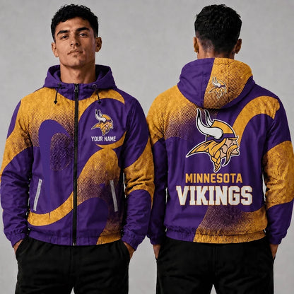 [SPECIAL OFFER] NEW CUSTOMIZED NFL05 MVK MINNESOTA VIKINGS WINDBREAKER JACKET