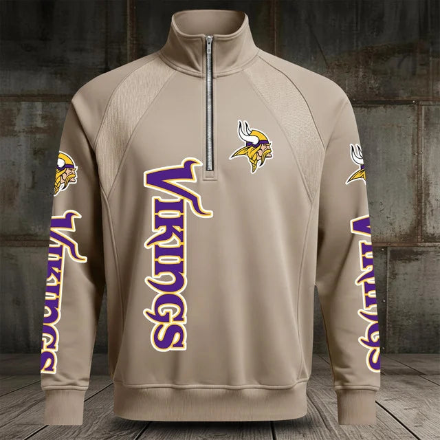 [SPECIAL OFFER] NEW CUSTOMIZED NFL05 MVK MINNESOTA VIKINGS MEN'S MULTICOLOR QUARTER-ZIP PULLOVER