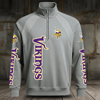 [SPECIAL OFFER] NEW CUSTOMIZED NFL05 MVK MINNESOTA VIKINGS MEN'S MULTICOLOR QUARTER-ZIP PULLOVER