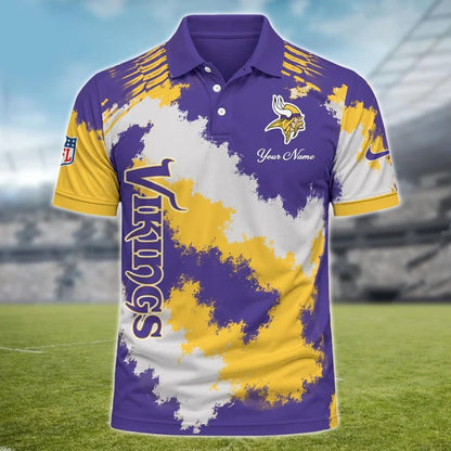 [SPECIAL OFFER] NEW CUSTOMIZED NFL05 MVK MINNESOTA VIKINGS MULTICOLOR POLO SHIRT